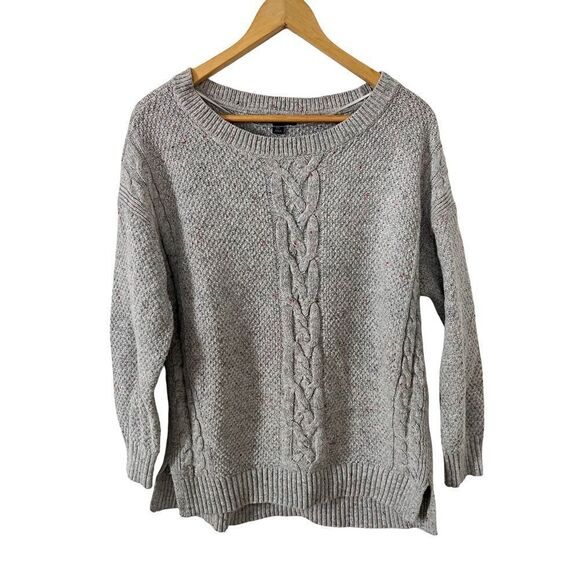 Tommy Hilfiger Grey Colourful Speckled Cable Knit Crewneck Sweater - Picture 1 of 7